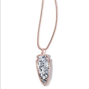 Kendra Scott Rose Gold Kimmy Necklace Gray Granite